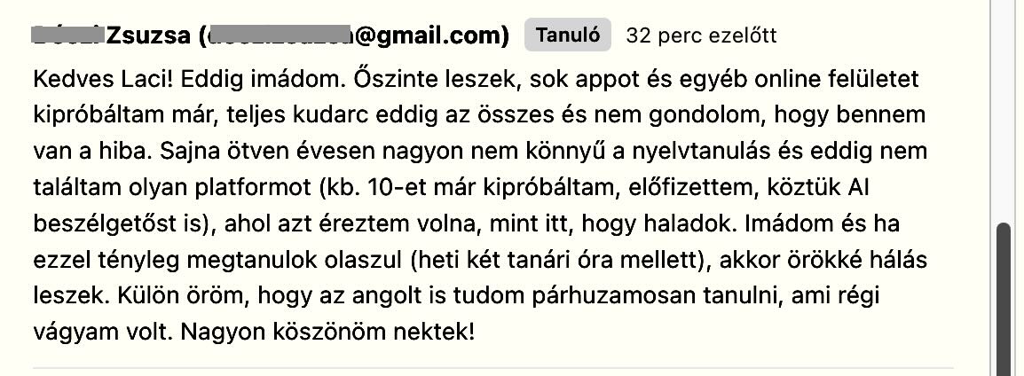 Zsuzsa visszajelzése